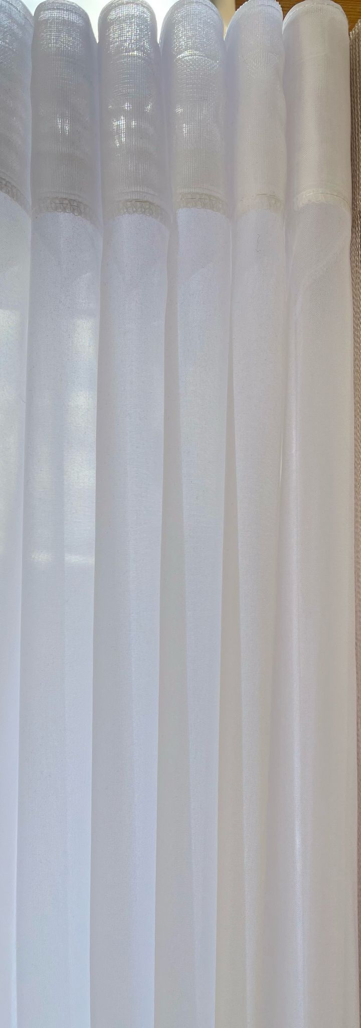 Effen Wit Vitrage - Franse Voile Waterzacht - 300 CM Kamerhoog - Loodveter - Afbeelding 2